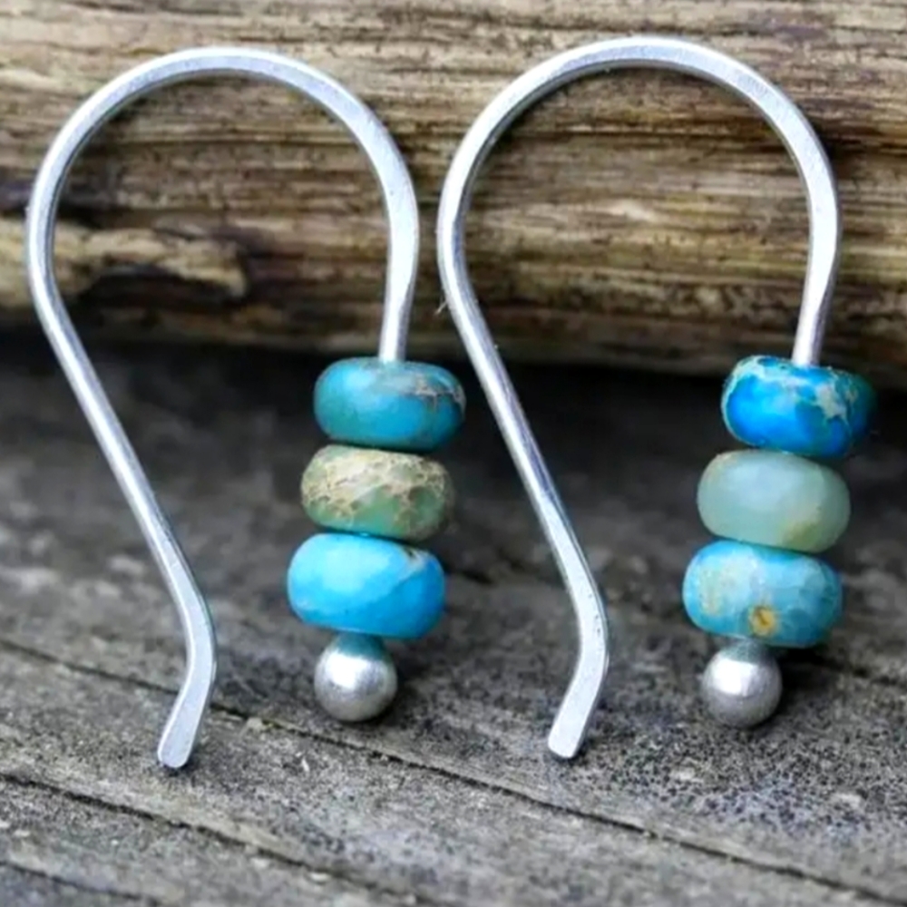 Handmade turquoise beaded earrings
